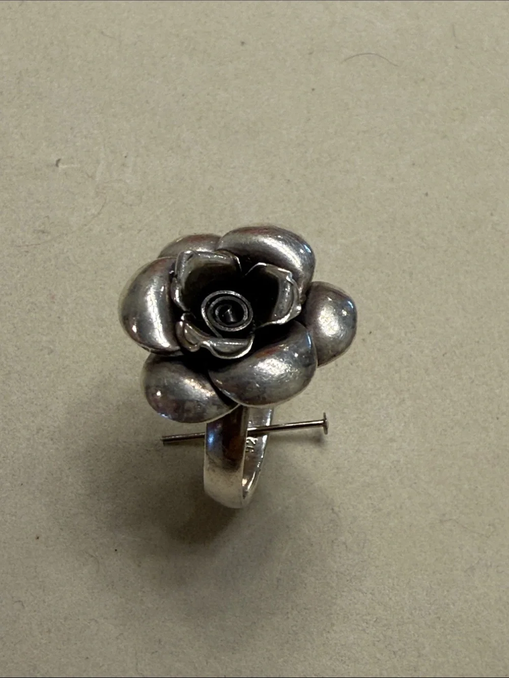 Sterling Silver Rose Flower Ring - Silver Floral Statement